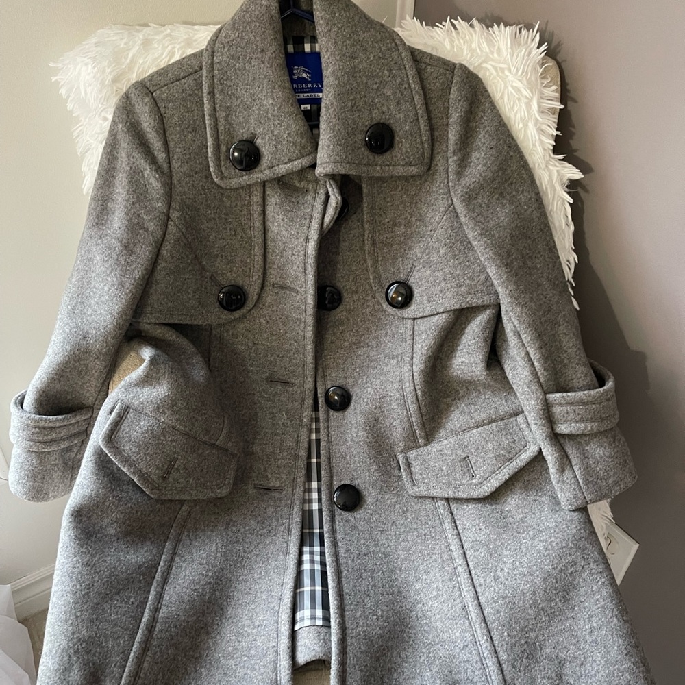 Burberry blue label  grey coat size Medium